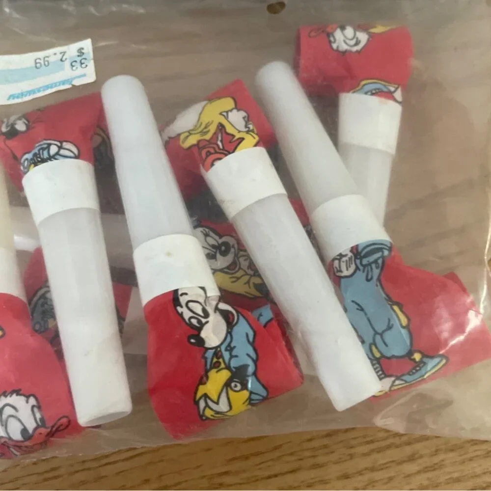 Vtg Beach Disney Mickey and Friends Birthday Party Blowouts Set of 8 New 1980s